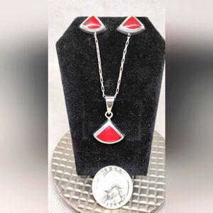 Coral and Sterling Silver Set